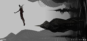 Destiny 2 Rhulk Floating in the Pale City with Abstract Dark Structures HD wallpaper