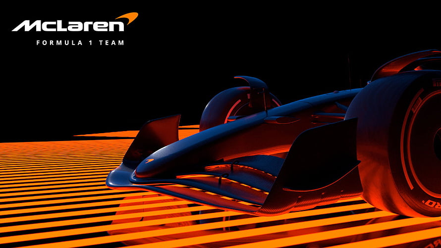 McLaren MCL36 Formula 1 Car Reveal with Orange Grid Lighting HD wallpaper