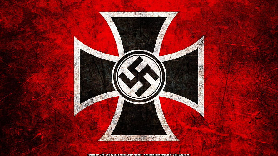Grunge Iron Cross Emblem on Distressed Red Background HD wallpaper