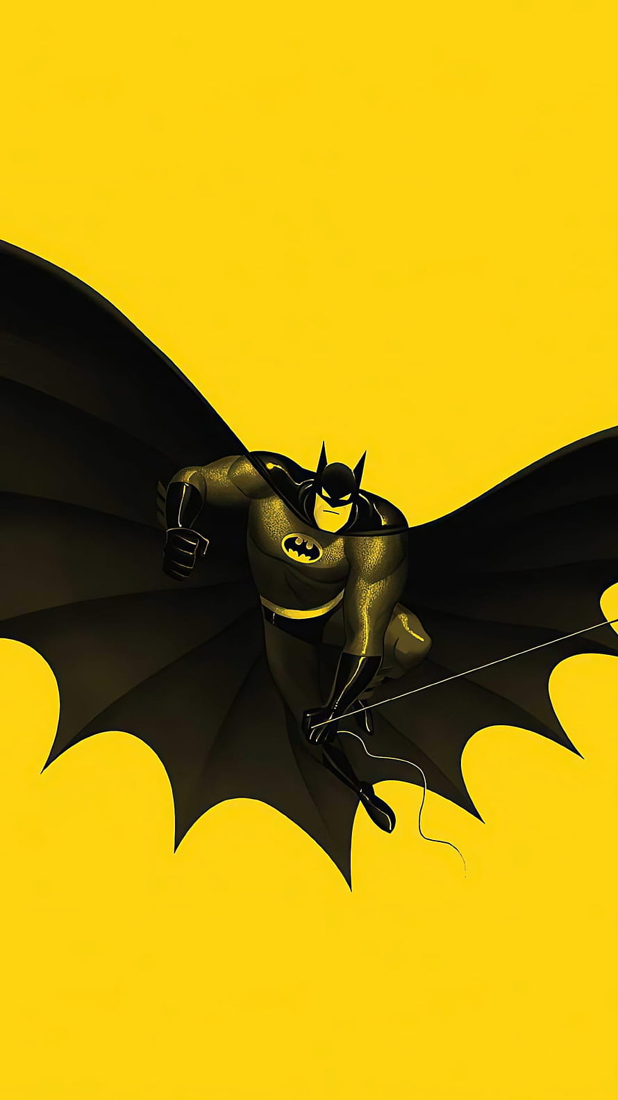 Batman Minimalist Illustration with Yellow Background and Black Cape HD phone wallpaper