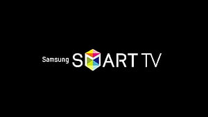 Samsung Smart TV Logo on Black Background with Colorful Hexagon Icon HD wallpaper