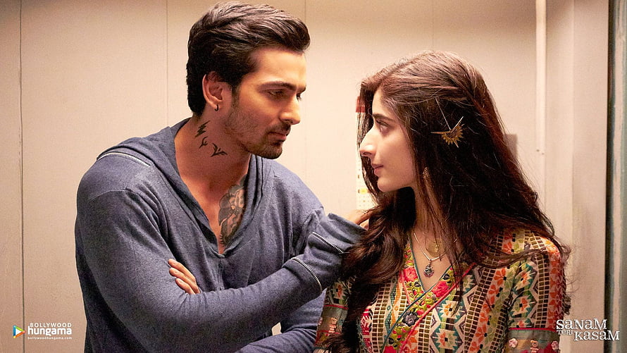 Sanam Teri Kasam Romantic Couple Scene With Intense Gaze And Emotional Connection HD wallpaper