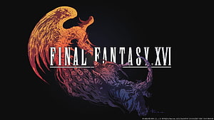 Final Fantasy XVI Official Logo Artwork Featuring Fire and Ice Creatures HD wallpaper