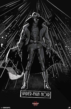 Spider-Man Noir Noir Comic Artwork with Gun and Trench Coat HD phone wallpaper