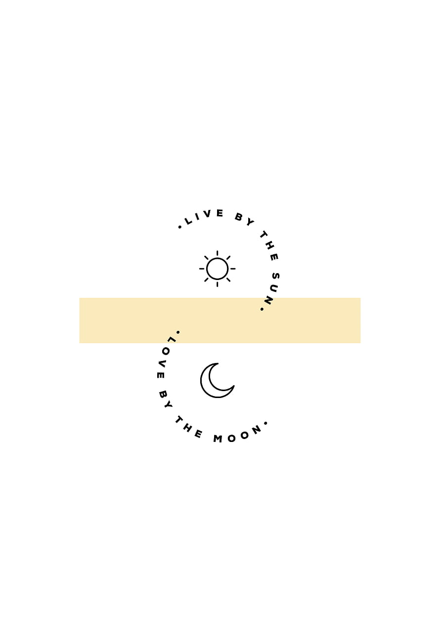Minimalist Sun and Moon Line Art with Inspirational Quote on White Background HD phone wallpaper