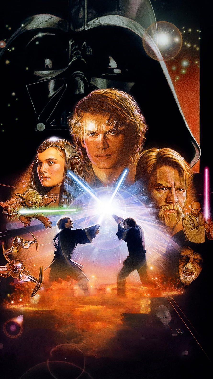 Star Wars Episode III Revenge of the Sith Character Poster with Lightsaber Duel HD phone wallpaper