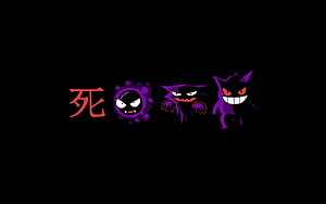 Gengar and Ghost Type Pokemon Lineup on Black Background HD wallpaper