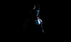 Mahadev Dark Portrait with Crescent Moon and Rudraksha Beads in Blue Light HD wallpaper