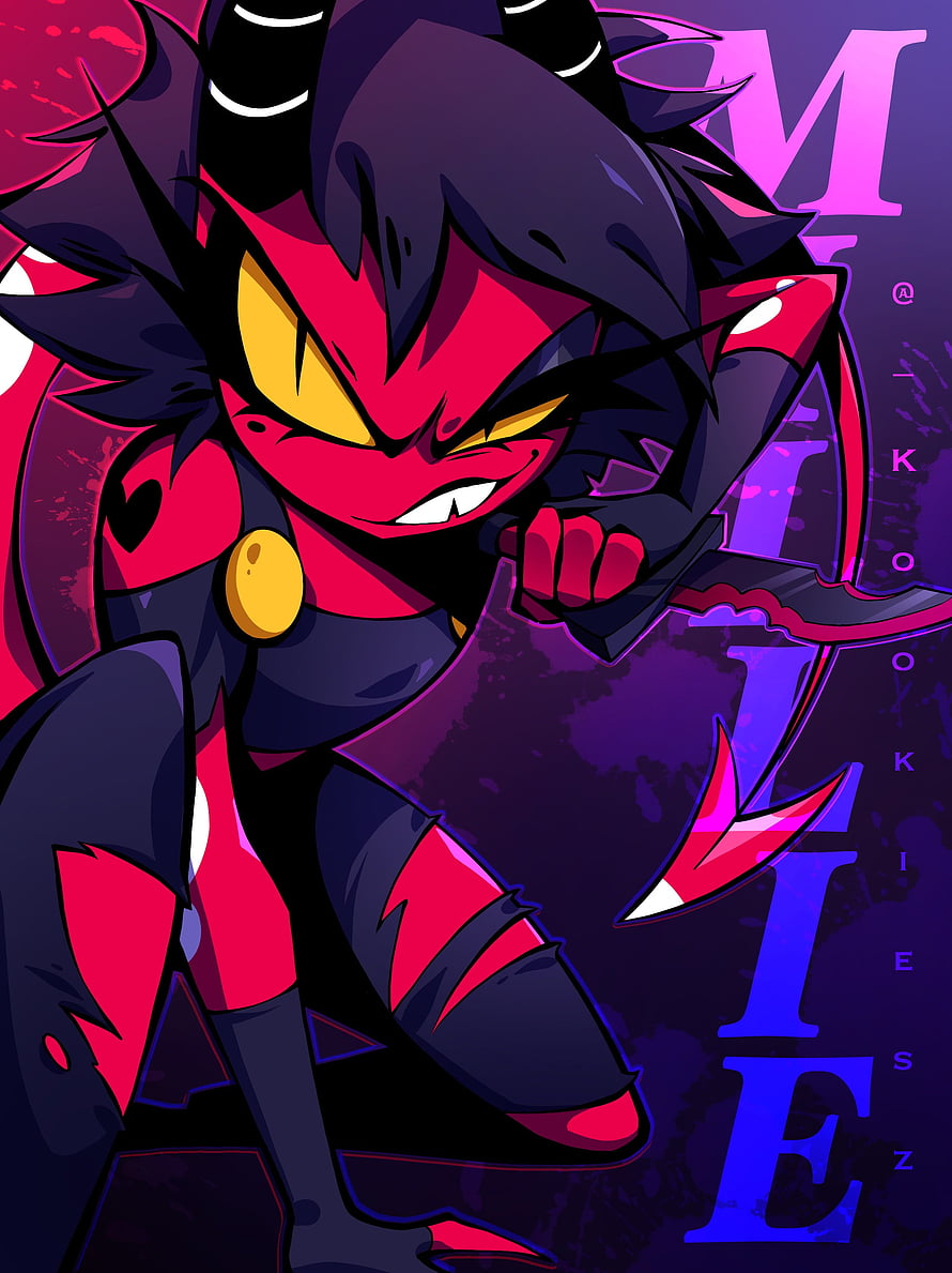 Millie from Helluva Boss in a menacing crouched pose with a knife HD phone wallpaper