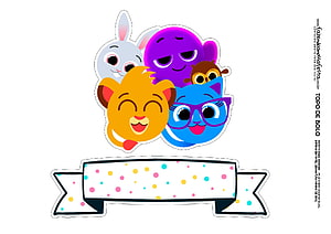 Cute Cartoon Animal Group with Polka Dot Banner for Birthday Party Printables HD wallpaper