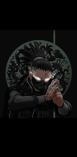 Shikamaru Nara Dark Anime Character Portrait with Glowing Eyes and Shadow Aura HD phone wallpaper
