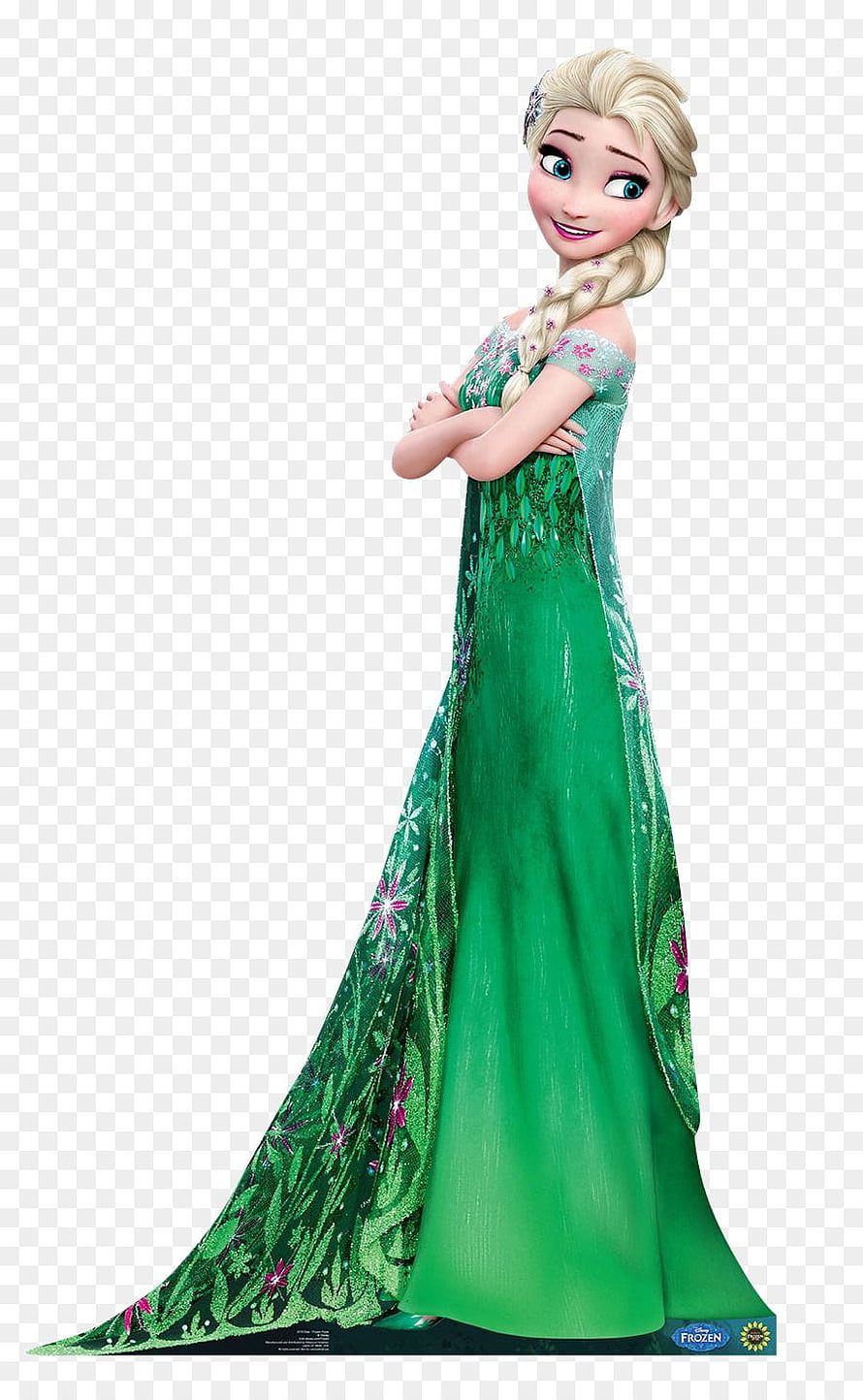 Elsa from Frozen Fever in a Green Floral Gown with Braided Hair and Snowflake Details HD phone wallpaper