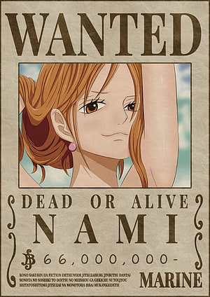 Nami One Piece Wanted Poster Dead or Alive Marine Bounty Design HD phone wallpaper