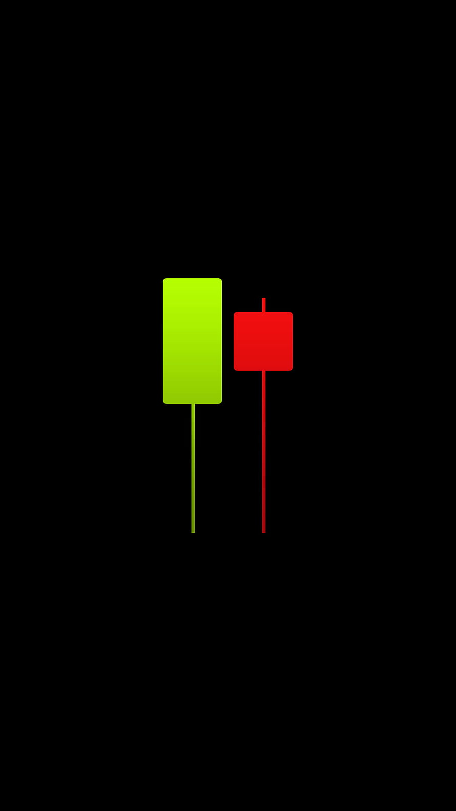 Minimalist Forex Candlestick Chart with Green and Red Bars on Black Background HD phone wallpaper