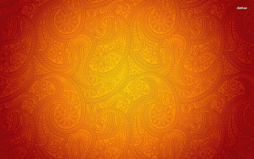 Vibrant Orange Paisley Pattern with Floral Motifs and Warm Gradient Background HD wallpaper