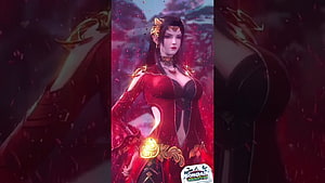 Medusa Cailin in Red Battle Armor with Glowing Orb from Donghua Animation HD wallpaper