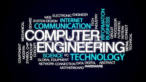 Computer Engineering Technology Word Cloud with Digital and Network Terms on Dark Background HD wallpaper