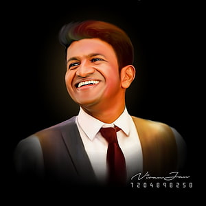Punith Rajkumar Digital Portrait in Formal Suit and Tie HD phone wallpaper