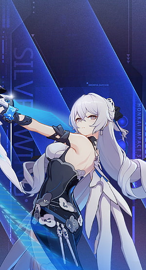 Bronya Zaychik from Honkai Impact 3rd in a dynamic action pose with glowing blue energy effects HD phone wallpaper
