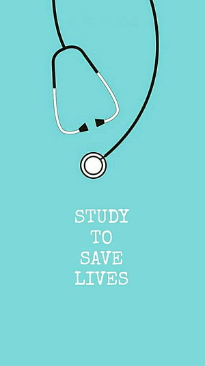 Minimalist Stethoscope Illustration with Study to Save Lives Medical Quote HD phone wallpaper