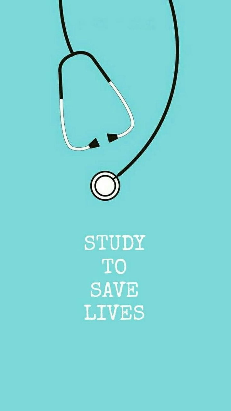 Minimalist Stethoscope Illustration with Study to Save Lives Medical Quote HD phone wallpaper
