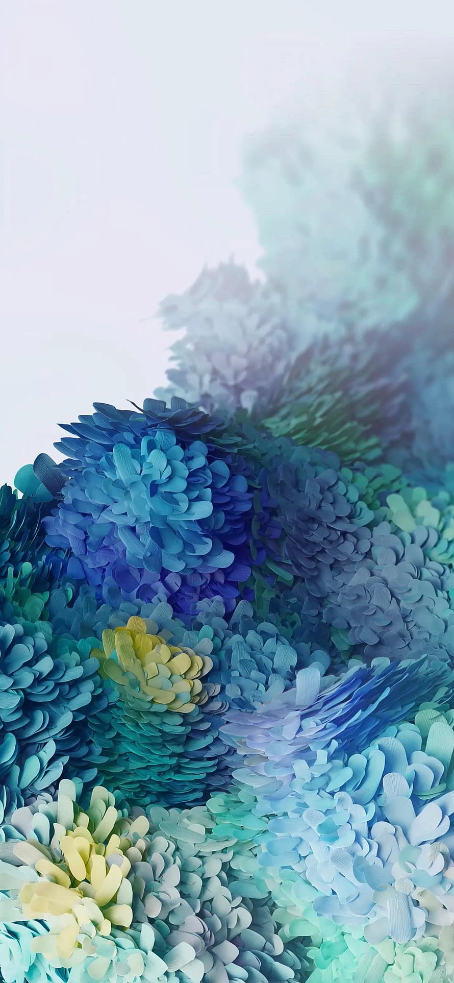 Abstract 3D Blue and Teal Petal Texture with Soft Misty Background HD phone wallpaper