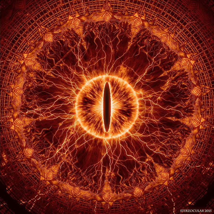 Eye of Sauron Mandala with Electric Lightning and Ornate Geometric Patterns HD phone wallpaper