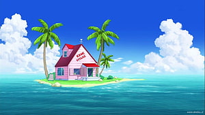 Kame House on a Tropical Island in the Dragon Ball Anime Series HD wallpaper