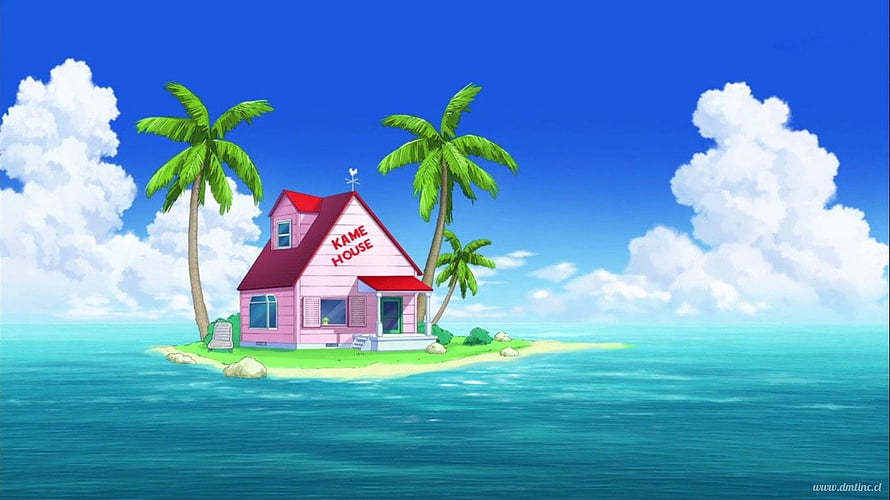 Kame House on a Tropical Island in the Dragon Ball Anime Series HD wallpaper