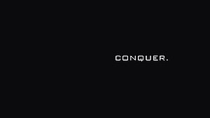 Minimalist Dark Aesthetic Wallpaper Featuring Bold Conquer Typography HD wallpaper