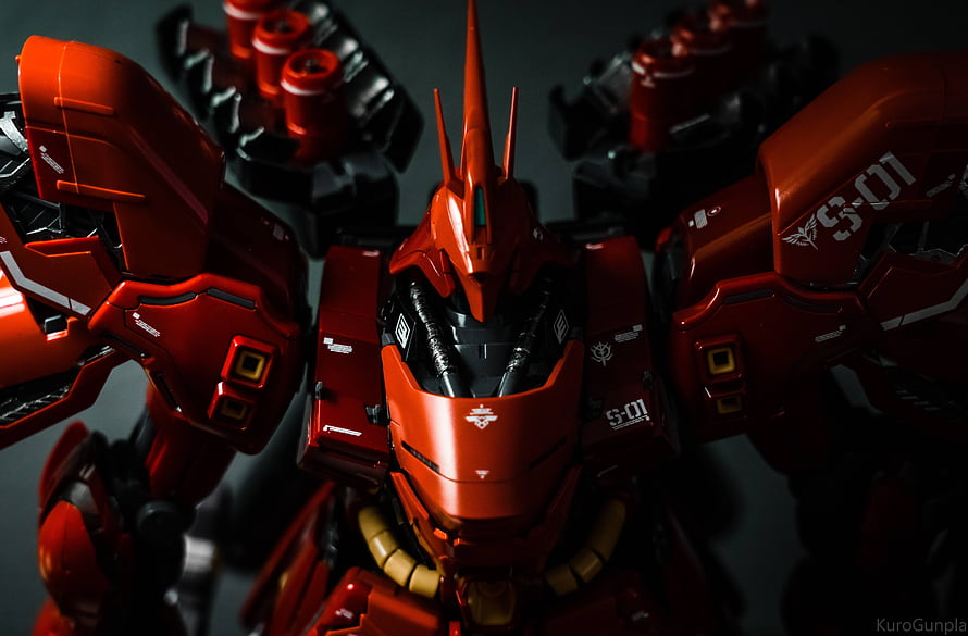 Sazabi Ver. Ka Gunpla Model Close-Up with Red Armor and S-01 Markings HD wallpaper