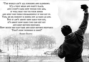 Rocky Balboa Motivational Quote on Snowy Winter Background HD wallpaper