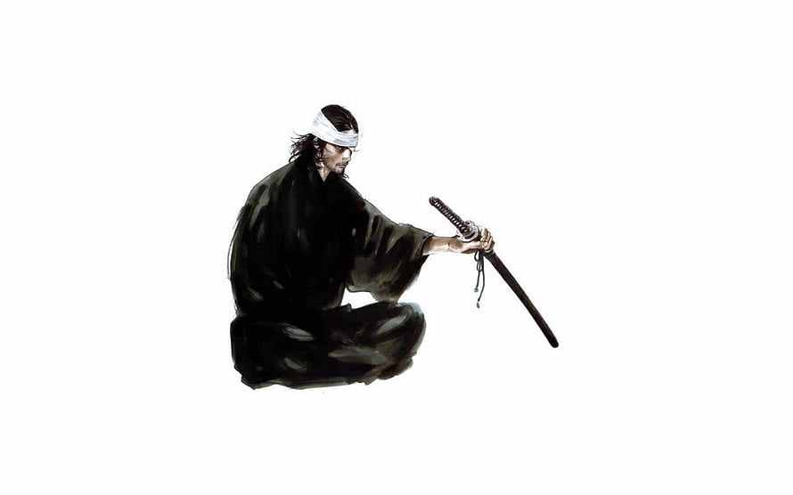 Miyamoto Musashi in Vagabong: Watercolor Samurai with Katana HD wallpaper