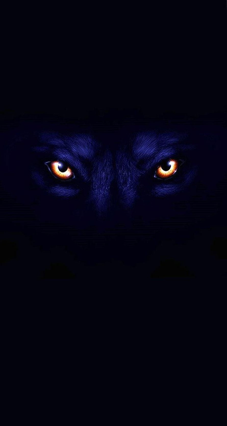 Glowing Amber Eyes of a Dark Wolf Emerging from Deep Shadow HD phone wallpaper