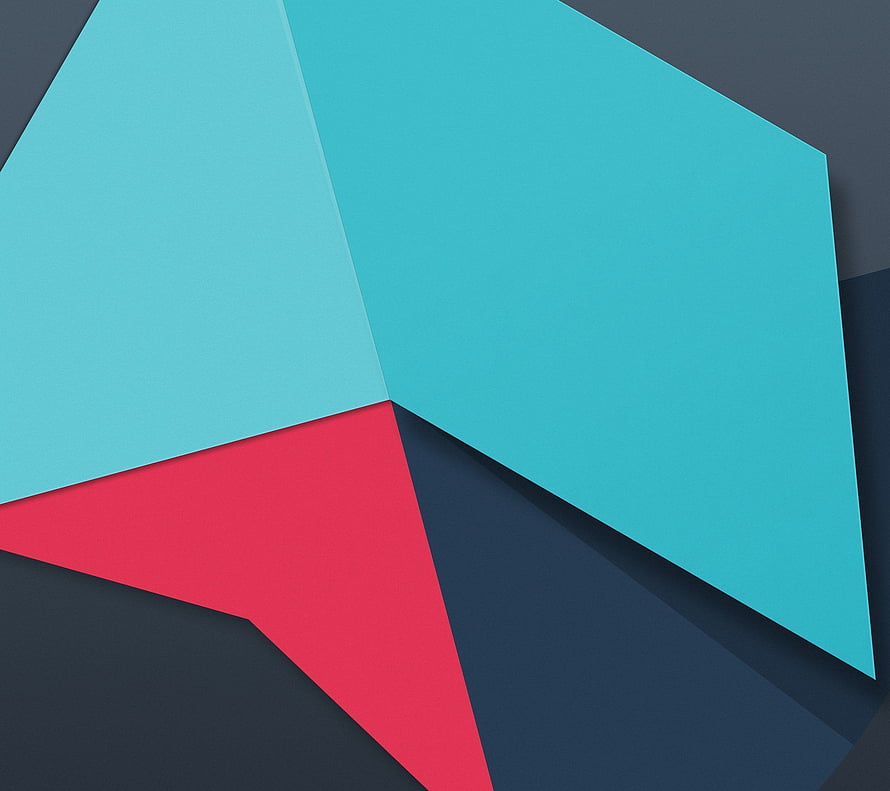 Abstract Geometric Wallpaper with Cyan and Red Polygons on Dark Background HD wallpaper