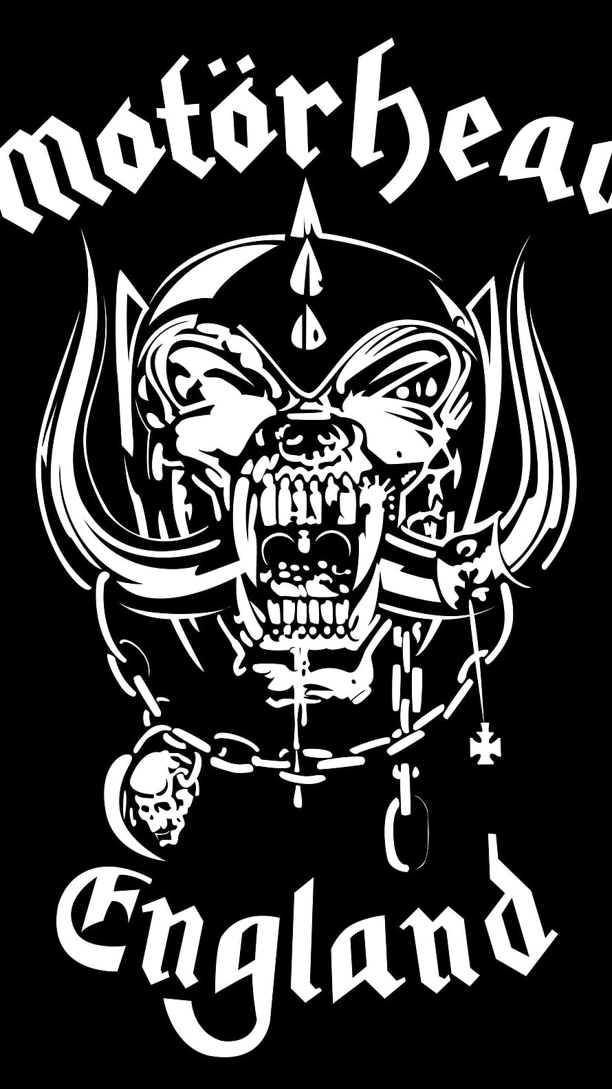 Motörhead England Viking Skull Logo Black and White Graphic Design HD phone wallpaper