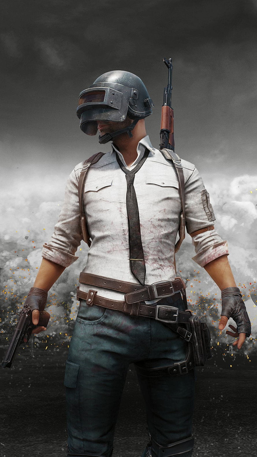 PUBG Mobile Character Render in Tactical Gear with Pistol and Rifle HD phone wallpaper