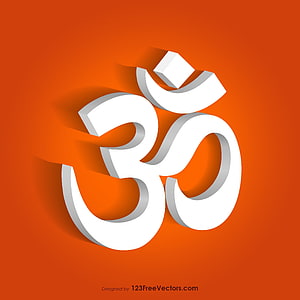 White 3D Om Symbol on Vibrant Orange Background HD phone wallpaper