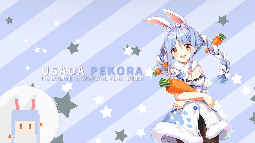 Usada Pekora Anime Illustration with Carrots and Starry Background HD wallpaper