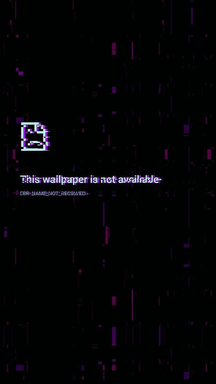Dark Glitch Art with Purple Digital Distortion and Error Text on Black Background HD phone wallpaper