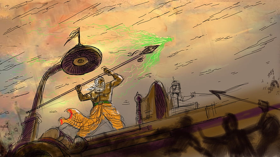 Bhishma on the Chariot of War in the Mahabharat Epic HD wallpaper
