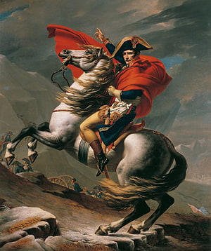 Napoleon Bonaparte Crossing the Alps by Jacques-Louis David Classic Oil Painting HD phone wallpaper