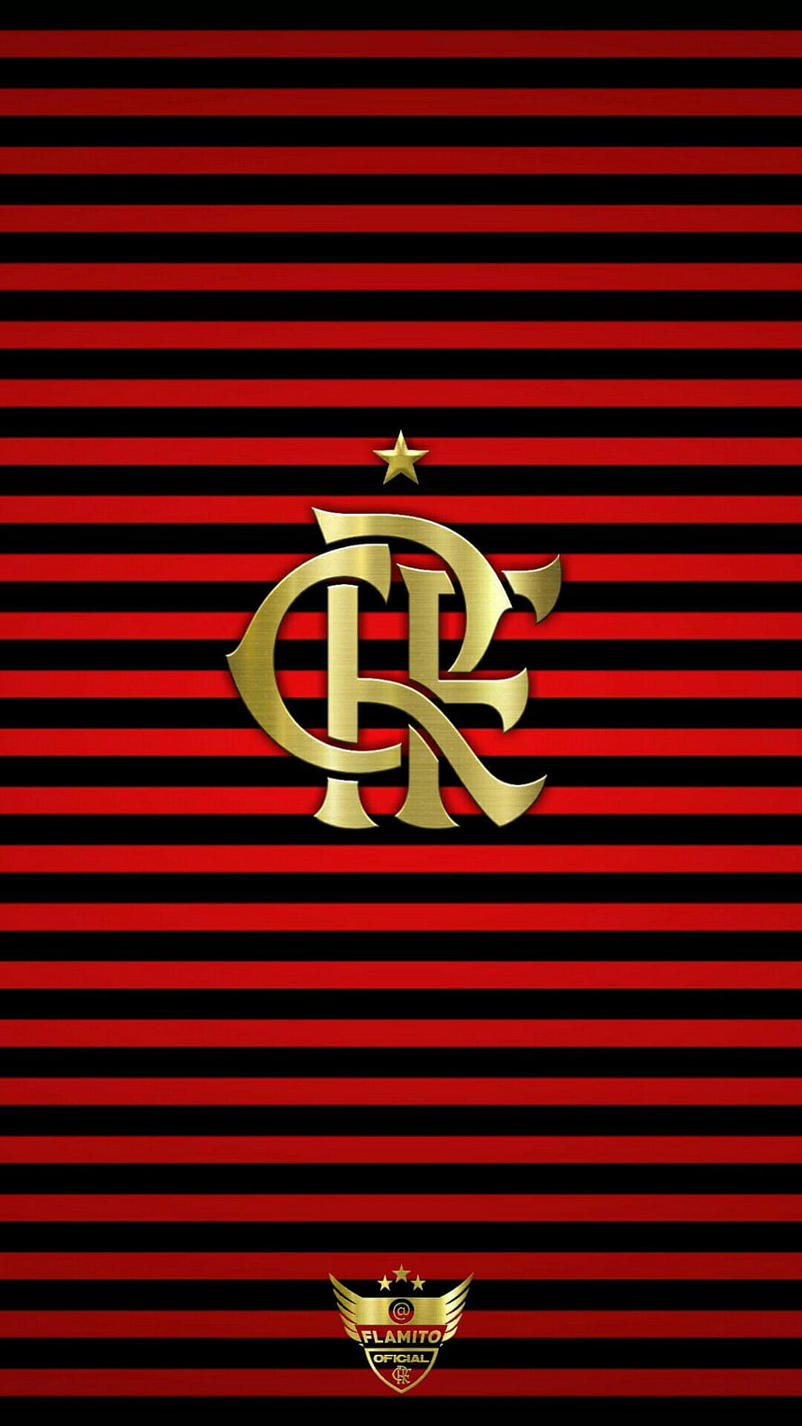 Flamengo Gold Crest on Red and Black Striped Background HD phone wallpaper