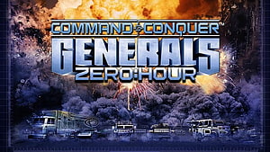 Command & Conquer Generals Zero Hour Military Vehicles Amidst Explosions and Smoke HD wallpaper
