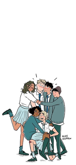 Heartstopper Group Hug Illustration by Alice Oseman HD phone wallpaper