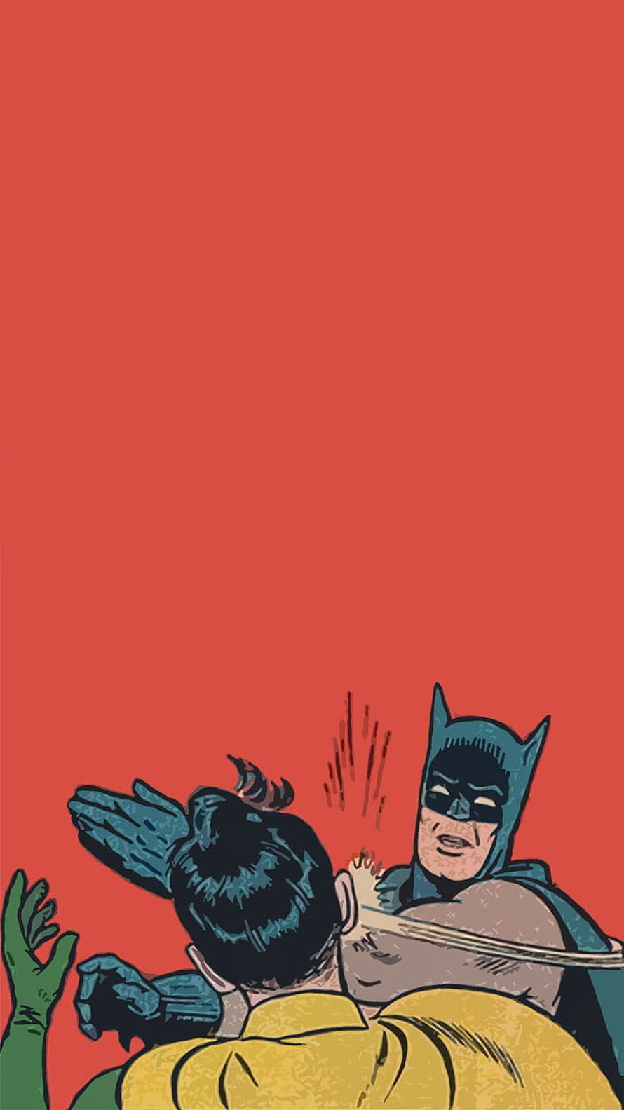 Batman Slapping Robin in Retro Comic Style with Bold Red Background HD phone wallpaper