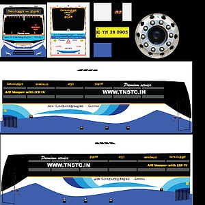 TNSTC Premium Service Bus Livery Design with Blue and White Wave Pattern HD phone wallpaper