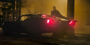 The Batman Robert Pattinson Batmobile Night Scene Cinematic Wallpaper HD wallpaper