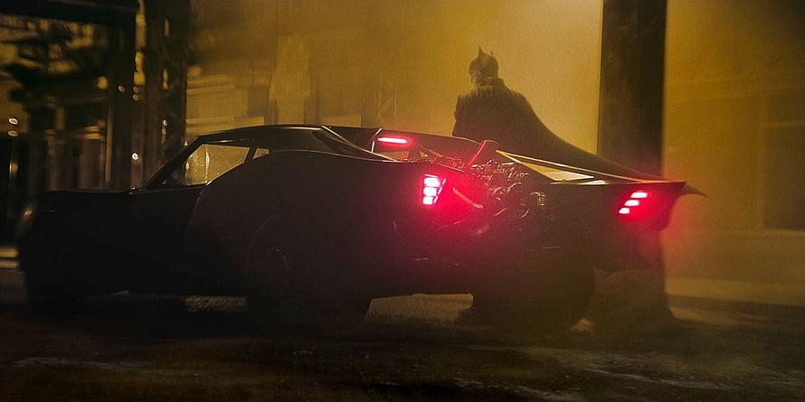 The Batman Robert Pattinson Batmobile Night Scene Cinematic Wallpaper HD wallpaper