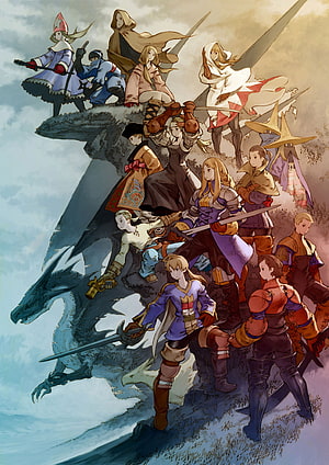 Final Fantasy Tactics Character Lineup on Floating Dragon Rock HD phone wallpaper